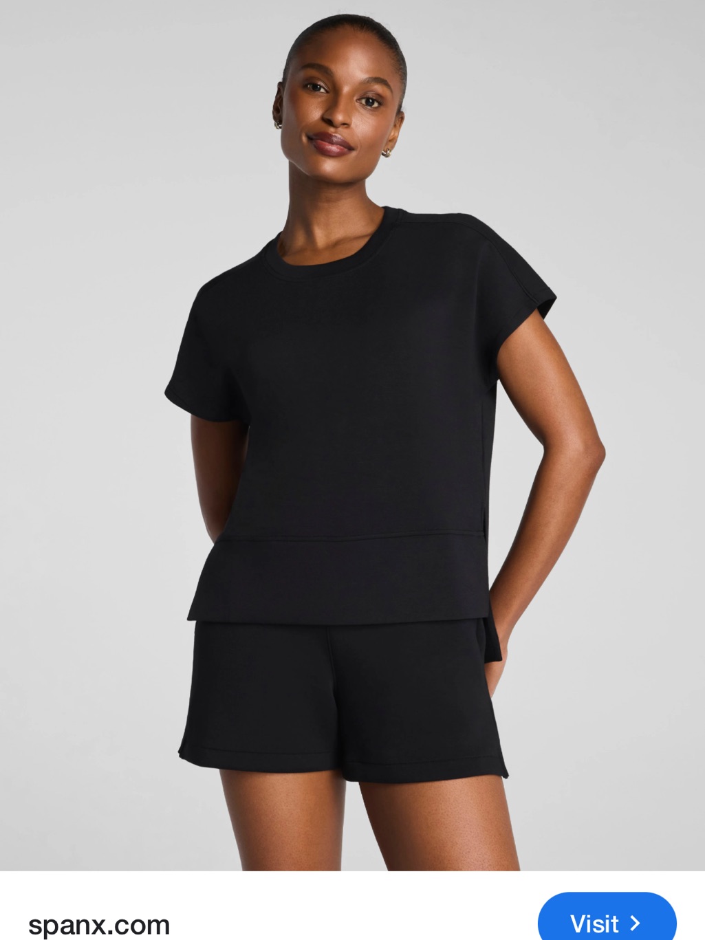 Spanx Black Short Sleeve Air Essentials Crewneck Tee 2xl